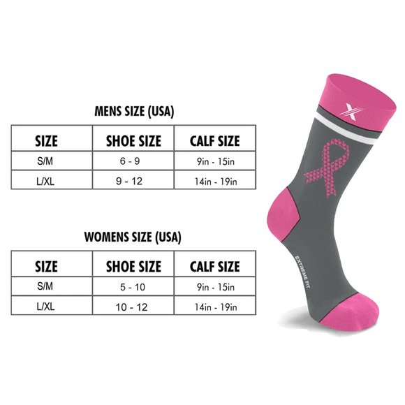 LARGE/X-LARGE Breast Cancer Crew Length Everyday Compression Socks (6pairs) - Picture 2 of 2